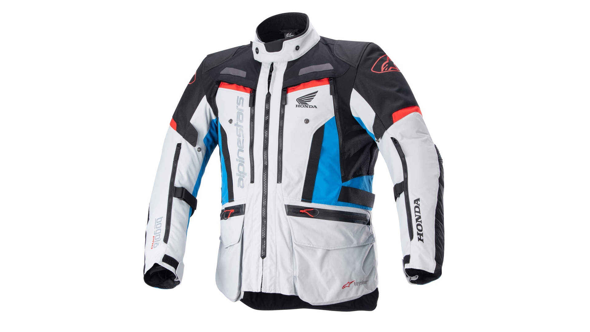 ALPINESTARS bunda BOGOTA PRO DRYSTAR HONDA kolekce (světle šedá/červená fluo/modrá/černá) šedá/modrá/černá 2XL