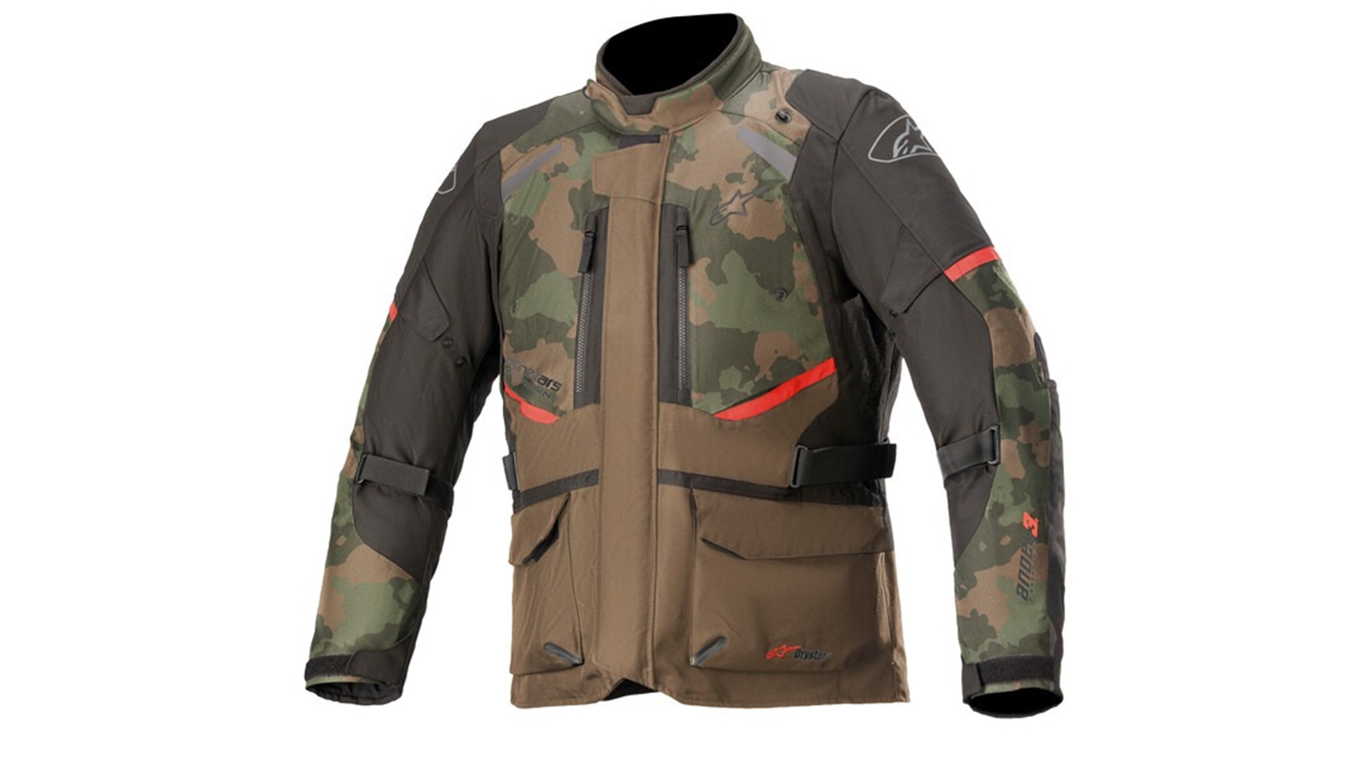 ALPINESTARS ANDES DRYSTAR, TECH-AIR 5 kompatibilní, bunda maskáčová/černá/červená 3XL