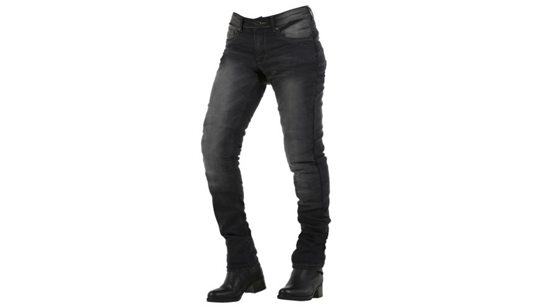 OVERLAP CITY LADY BLACK WASHED JEANS Dámské kevlarové moto kalhoty černá 30