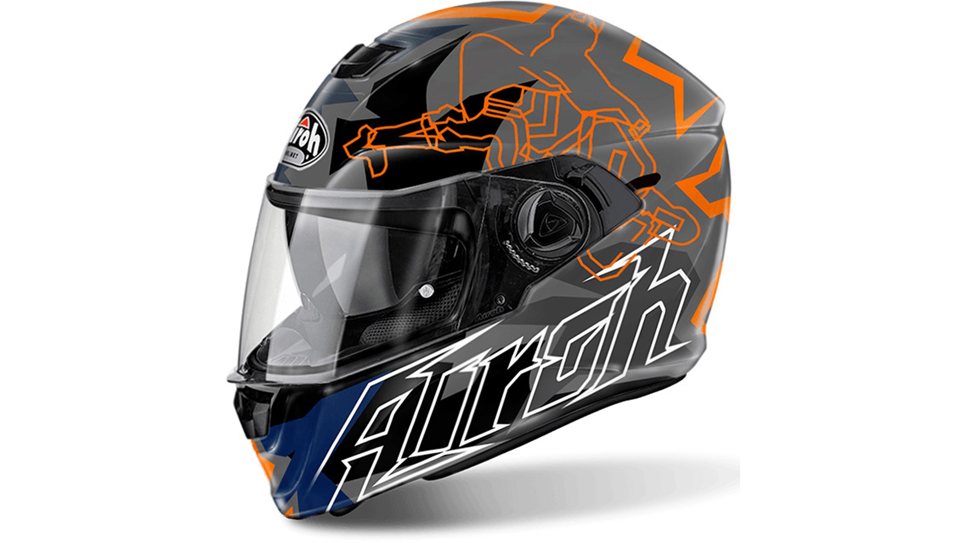 AIROH StormBionikle STBI32 INTG helma černá/oranžová/modrá XL