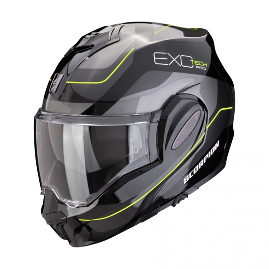 SCORPION EXO-TECH EVO PRO COMMUTA, moto přilba černo/stříbrno/žlutá