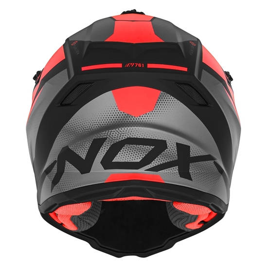 NOX N761 MX dětská přilba, neon červená,černá,šedá
