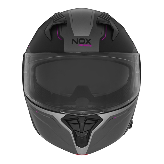 NOX N968 TOMAK výklopná přilba, černá matná růžová