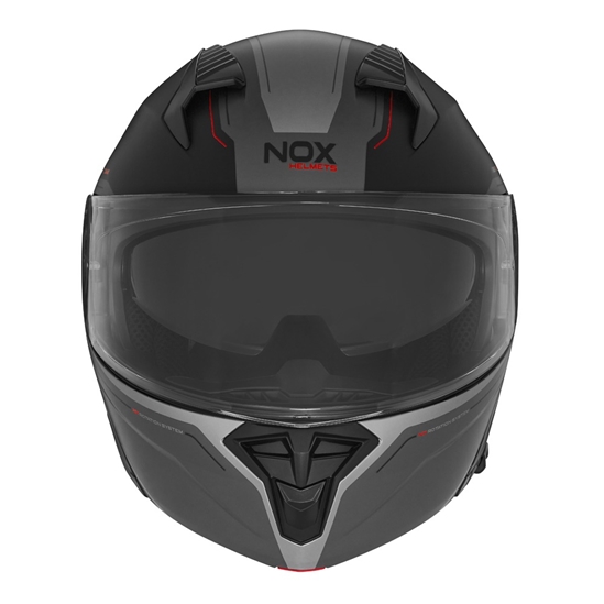 NOX N968 TOMAK výklopná přilba, černá matná červená