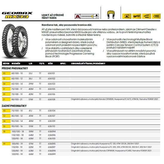 DUNLOP GEOMAX MX33 F 70/100 R17 40M TT