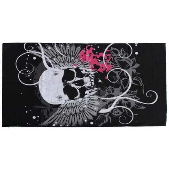 MTHDR Scarf Skull Pink Nákrčník černá/bílá/růžová