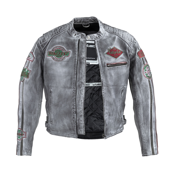 W-TEC Sheawen Worn Grey Pánská kožená moto bunda