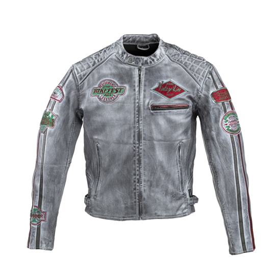 W-TEC Sheawen Worn Grey Pánská kožená moto bunda