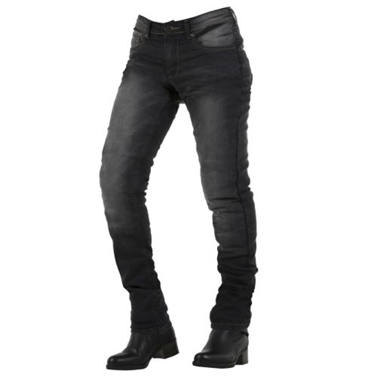 OVERLAP CITY LADY BLACK WASHED JEANS Dámské kevlarové moto kalhoty