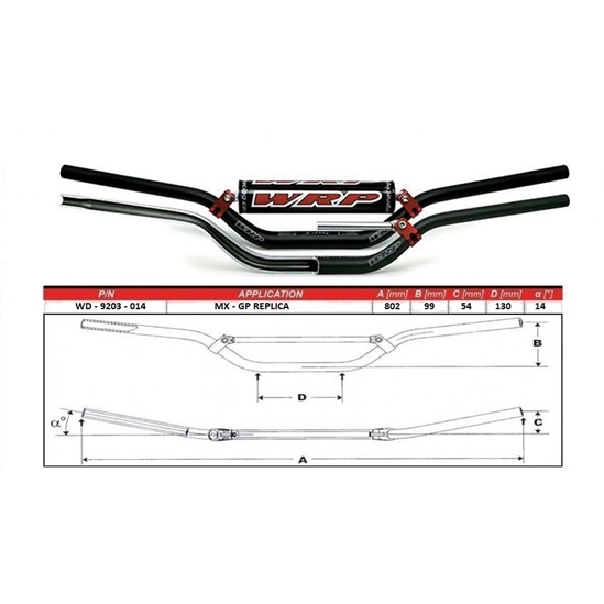 WRP TAPER-X 28.6mm řidítka MX-GP Replica černá